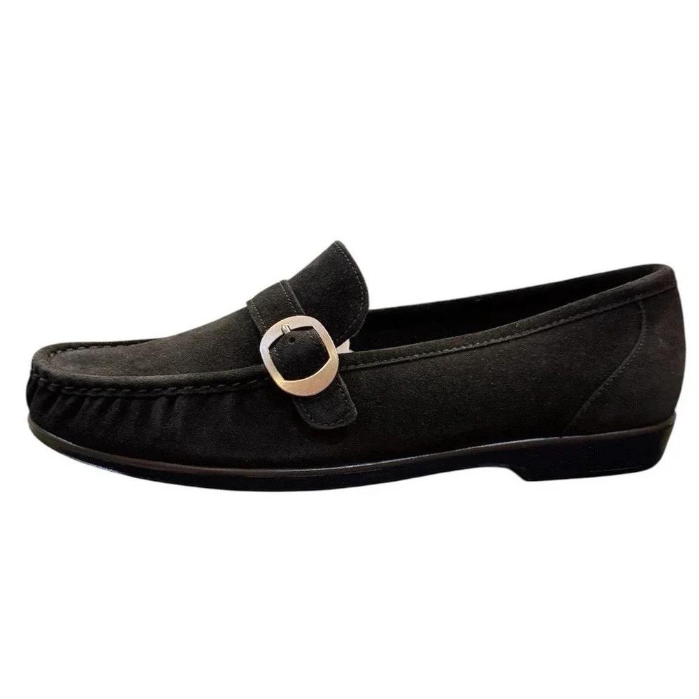 SAS LARA WOMAN SIZE 11.5 BLACK LOAFER TRIPAD COMFORT LEATHER BUCKLE The New Luxe